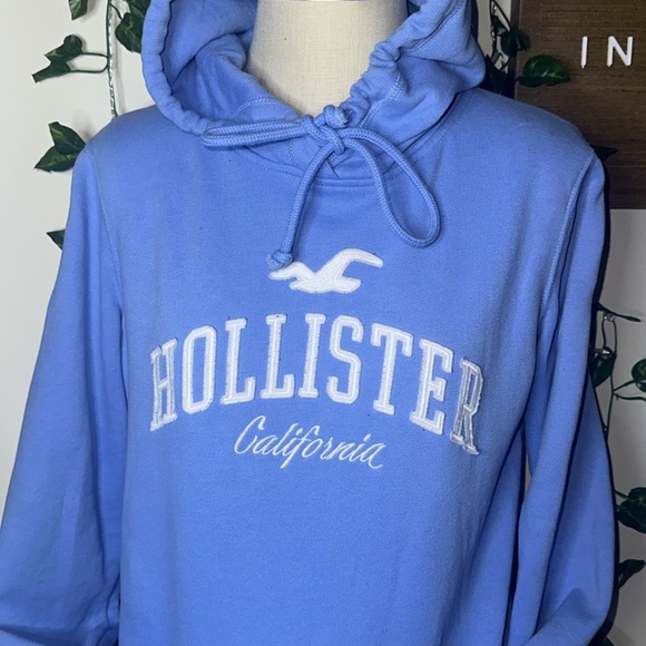 Hollister Easy Appliqué Logo Graphic Hoodie Blue - Picture 4 of 7